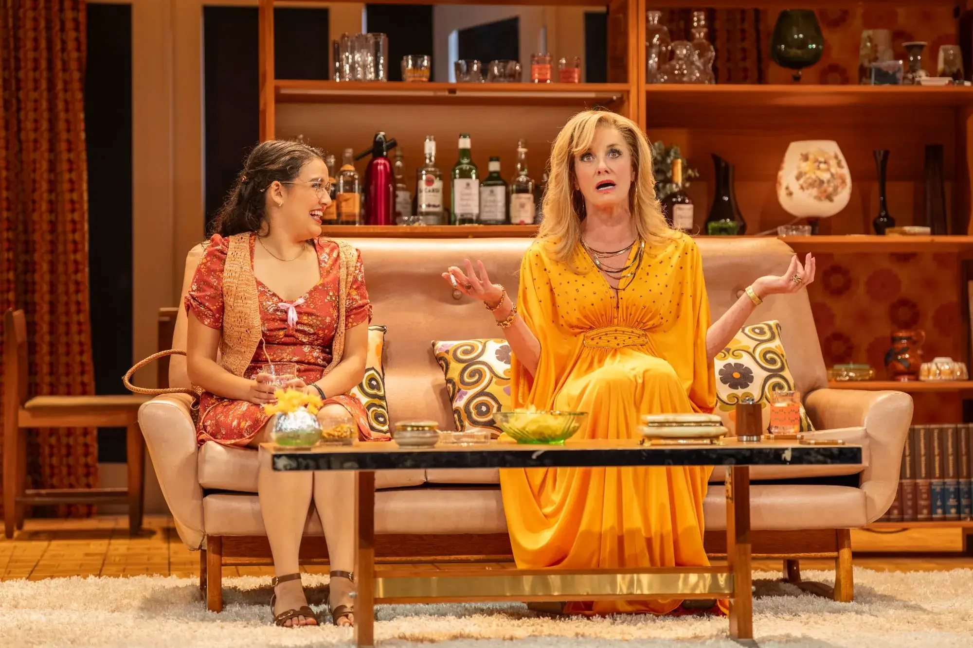 Lauren Patel as Angela and Tamzin Outhwaite as Beverly in Abigail's Party at the Harold Pinter Theatre - photography by Mark Senior