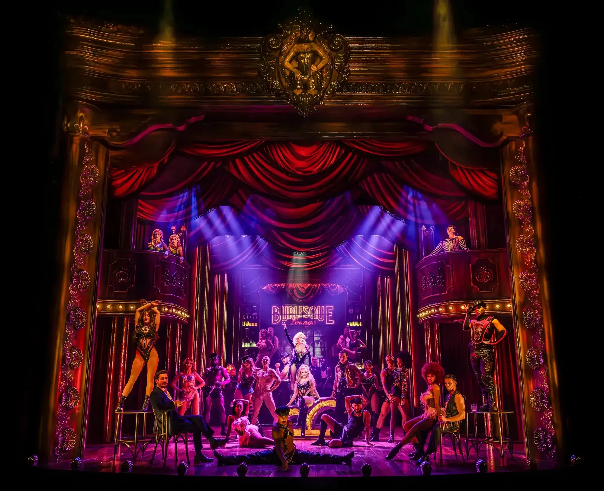 The company in the Burlesque Lounge in Burlesque The Musical at The Arts at Marble Arch - photography by Pamela Raith