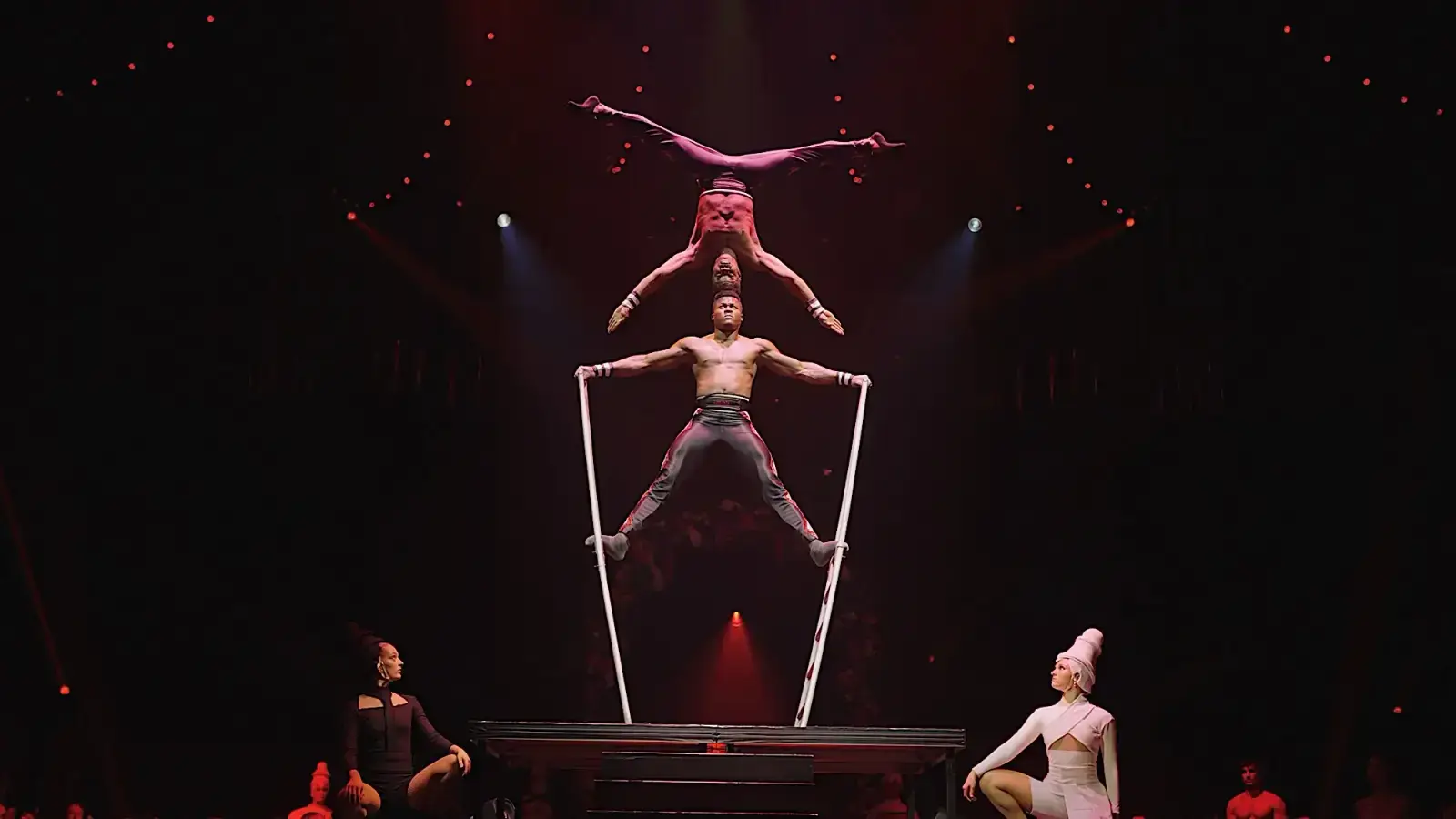 A hand-balancing act on a raised frame