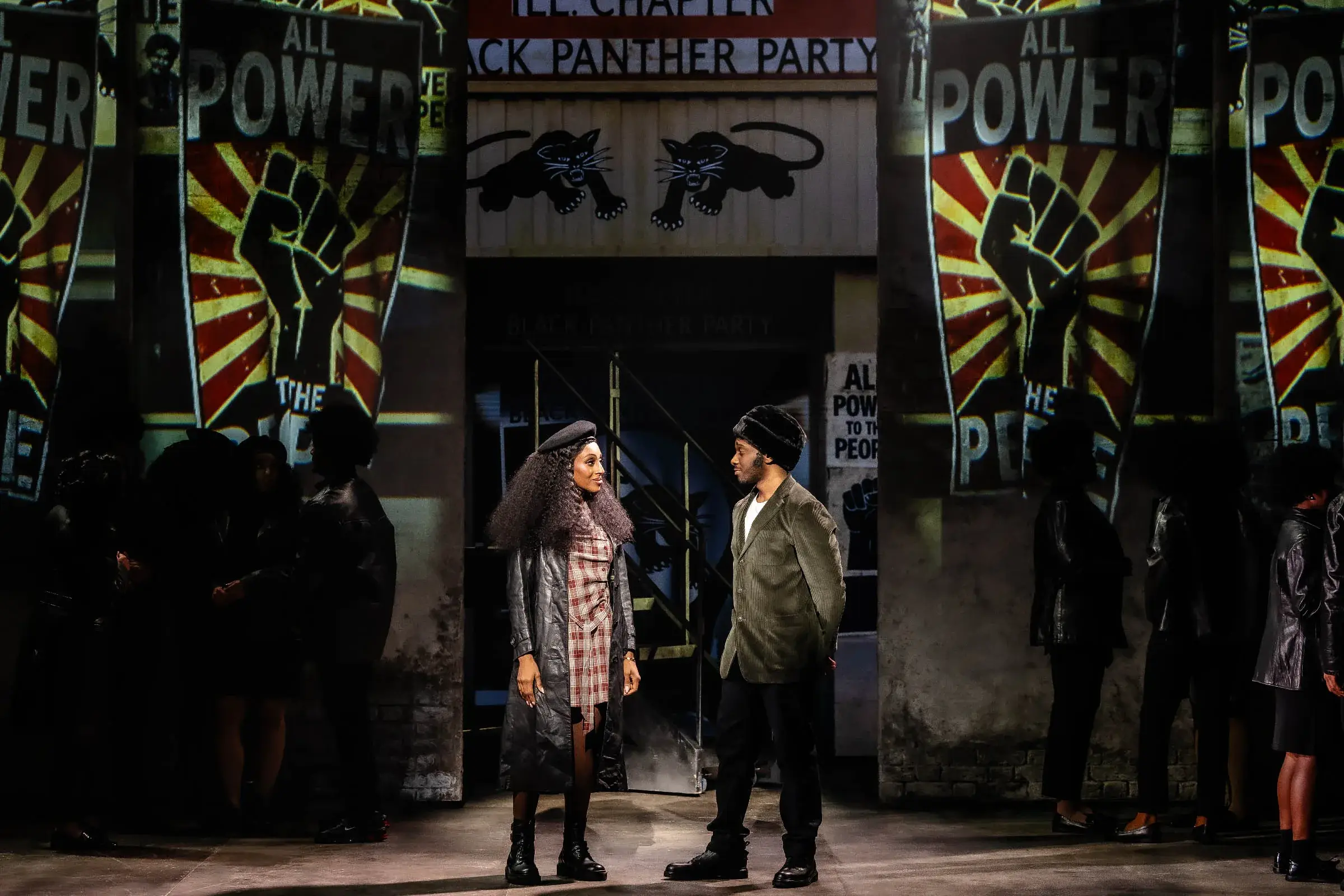 A Black Panther Party scene in I'm Every Woman – The Chaka Khan Musical at the Troubadour Wembley Park Theatre