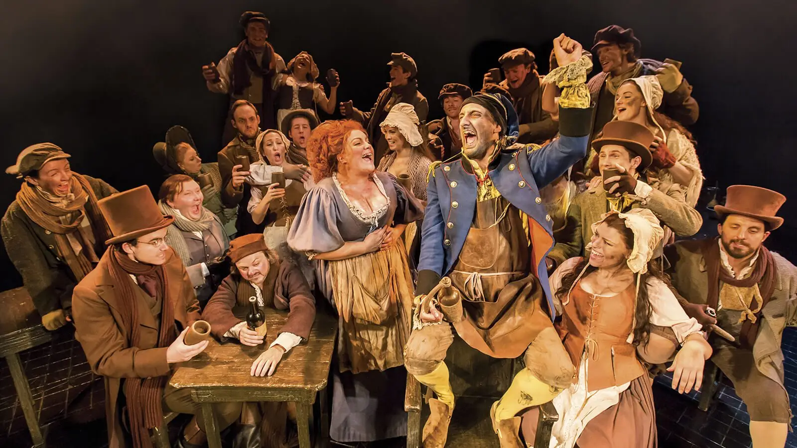 Enjolras and the students at the barricade