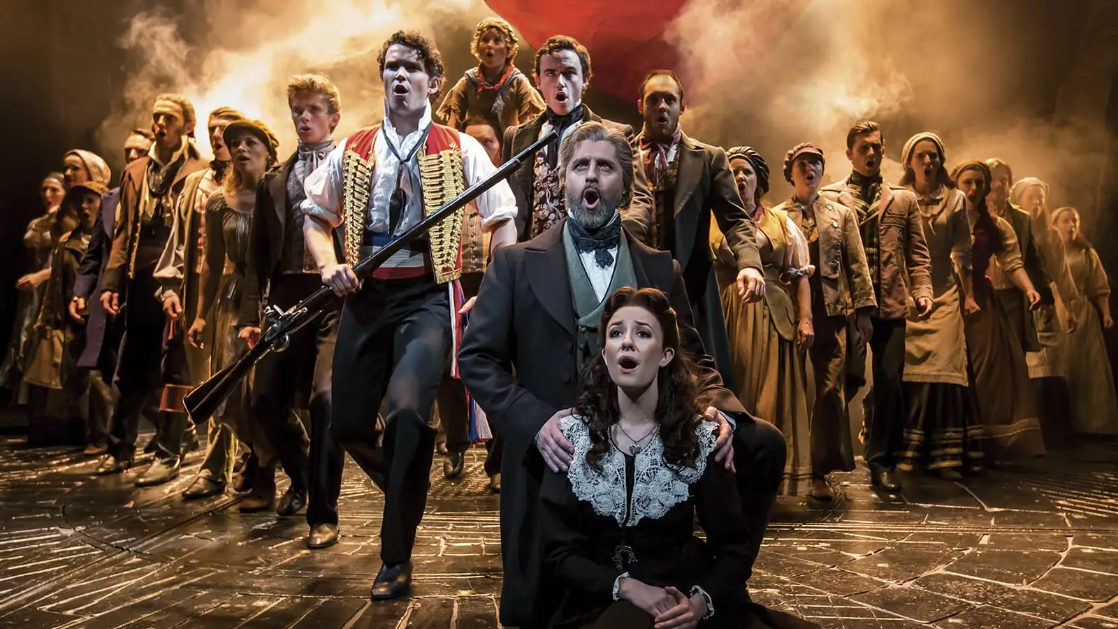 The cast of Les Miserables at the Sondheim Theatre