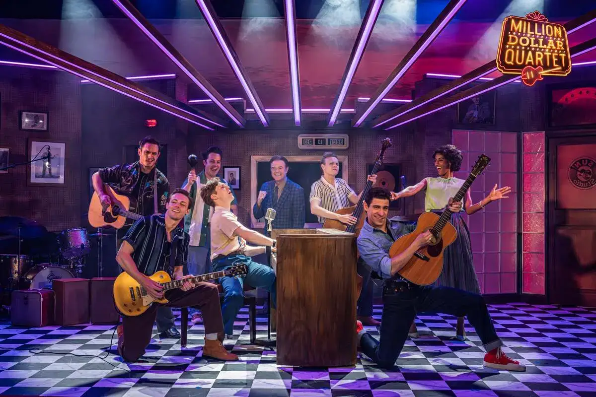 The company of Million Dollar Quartet at Sun Records