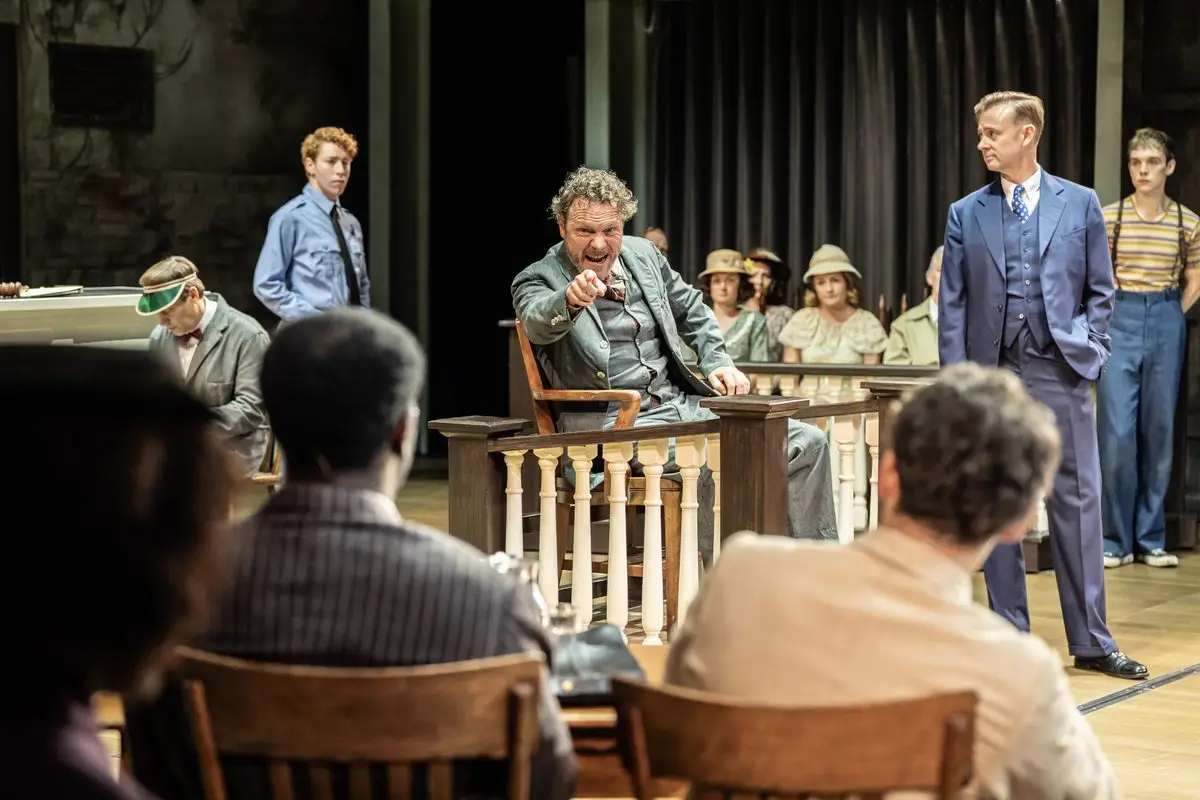 Bob Ewell on the witness stand in To Kill a Mockingbird at Wyndham's Theatre, London