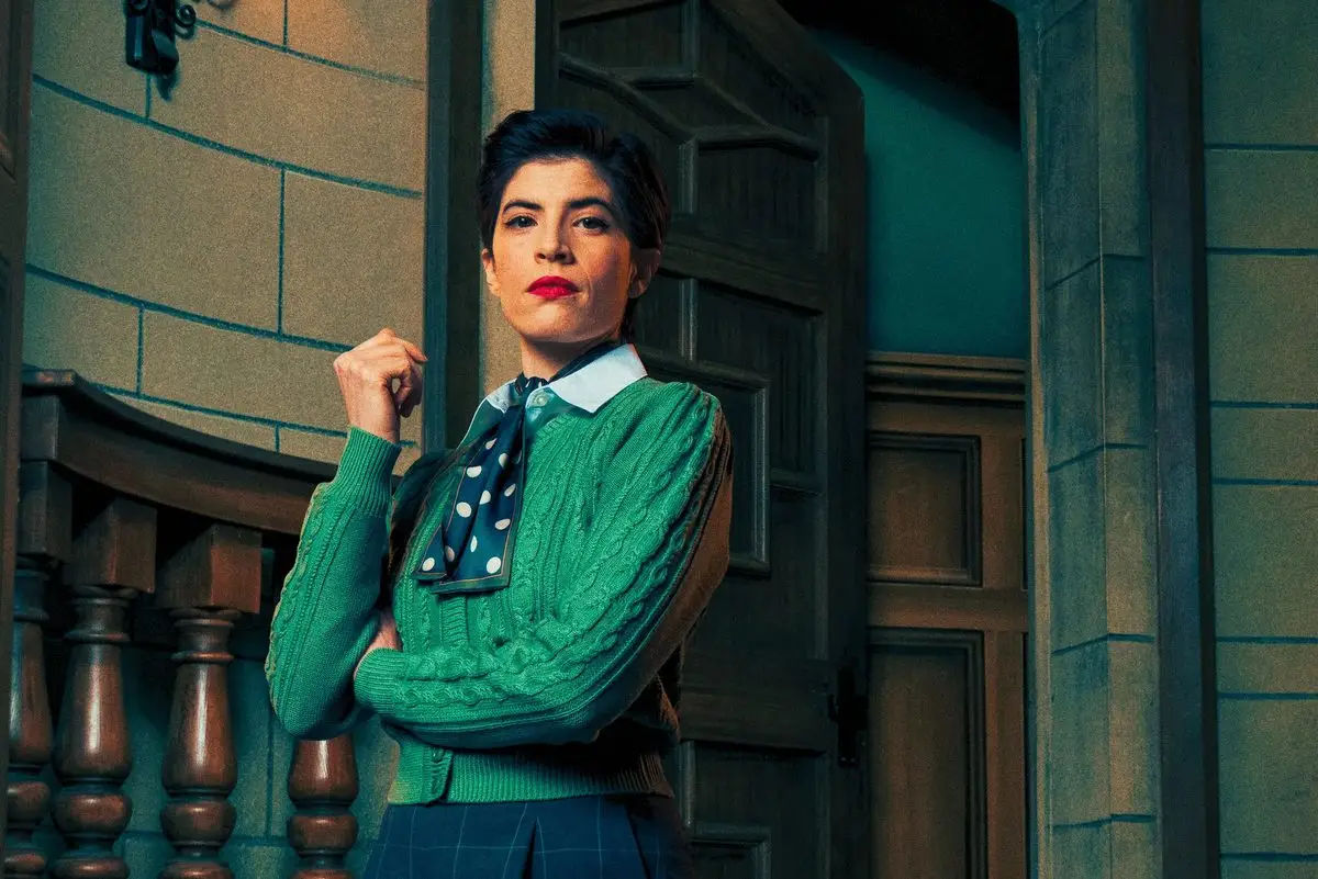 Miss Casewell at the staircase in The Mousetrap at St Martin's Theatre, London