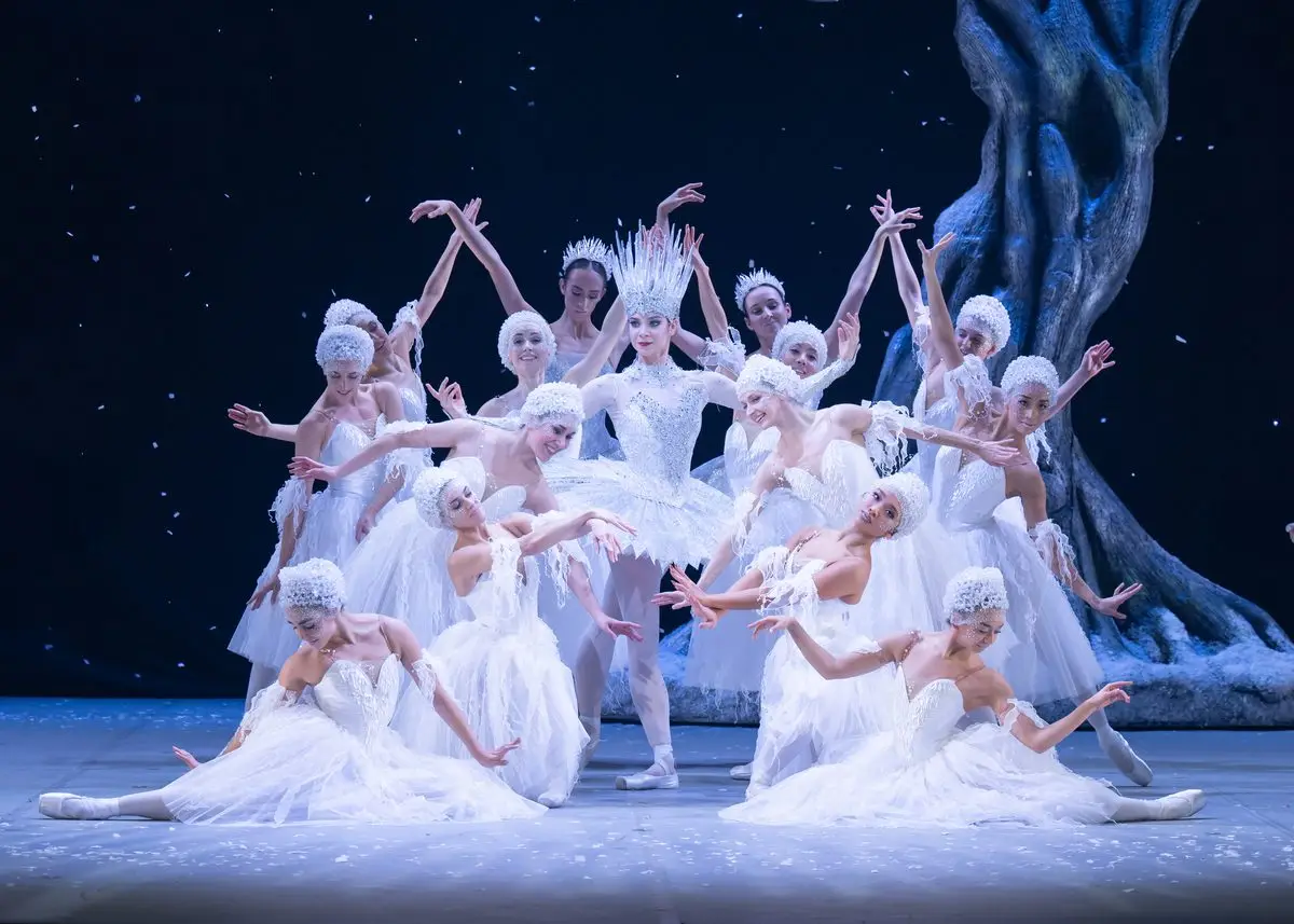 The Ice Queen and the Snowflakes in Nutcracker by English National Ballet at the London Coliseum