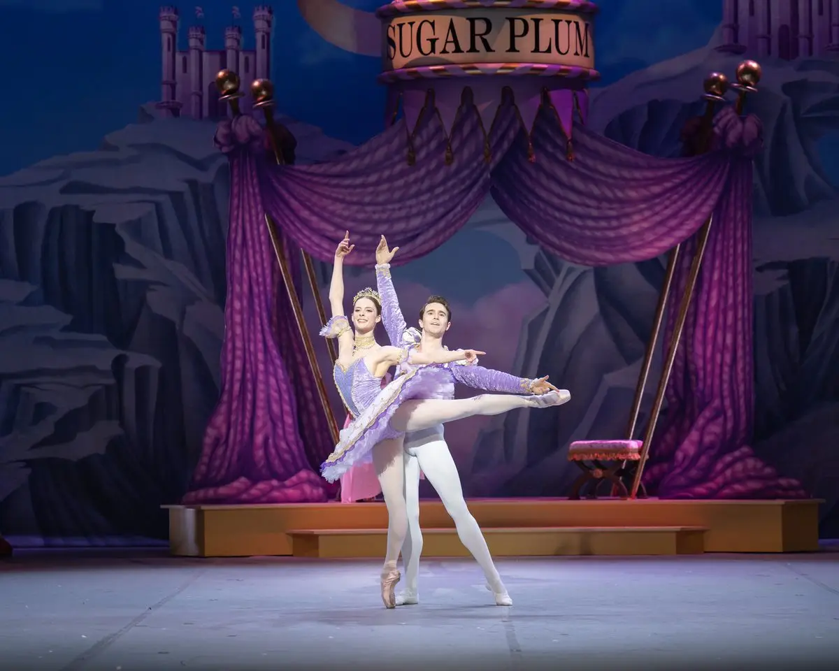 The Sugar Plum Fairy and her Cavalier in Nutcracker by English National Ballet at the London Coliseum