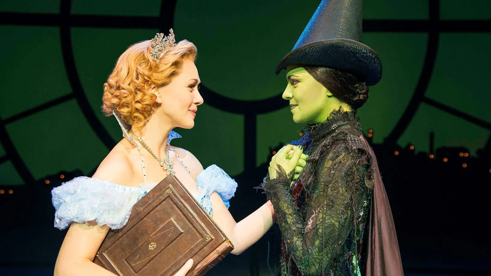 Elphaba defies gravity above the Emerald City